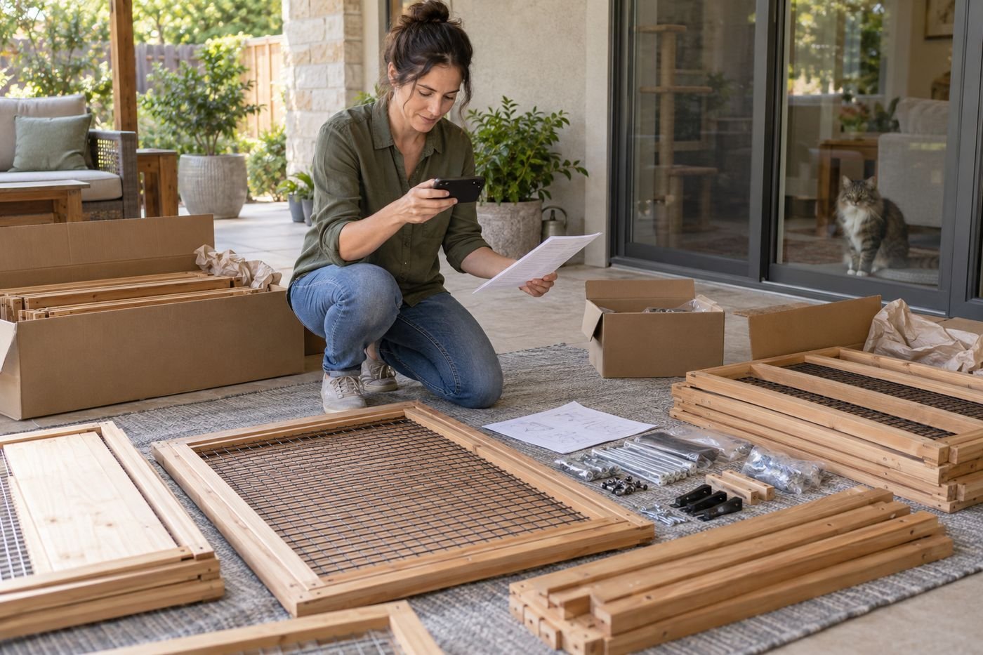 Guía visual sobre garantía y devoluciones al comprar un catio