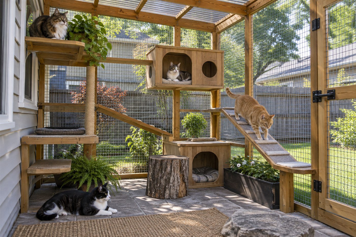 Catio para tres o más gatos: cuándo necesitas un walk-in